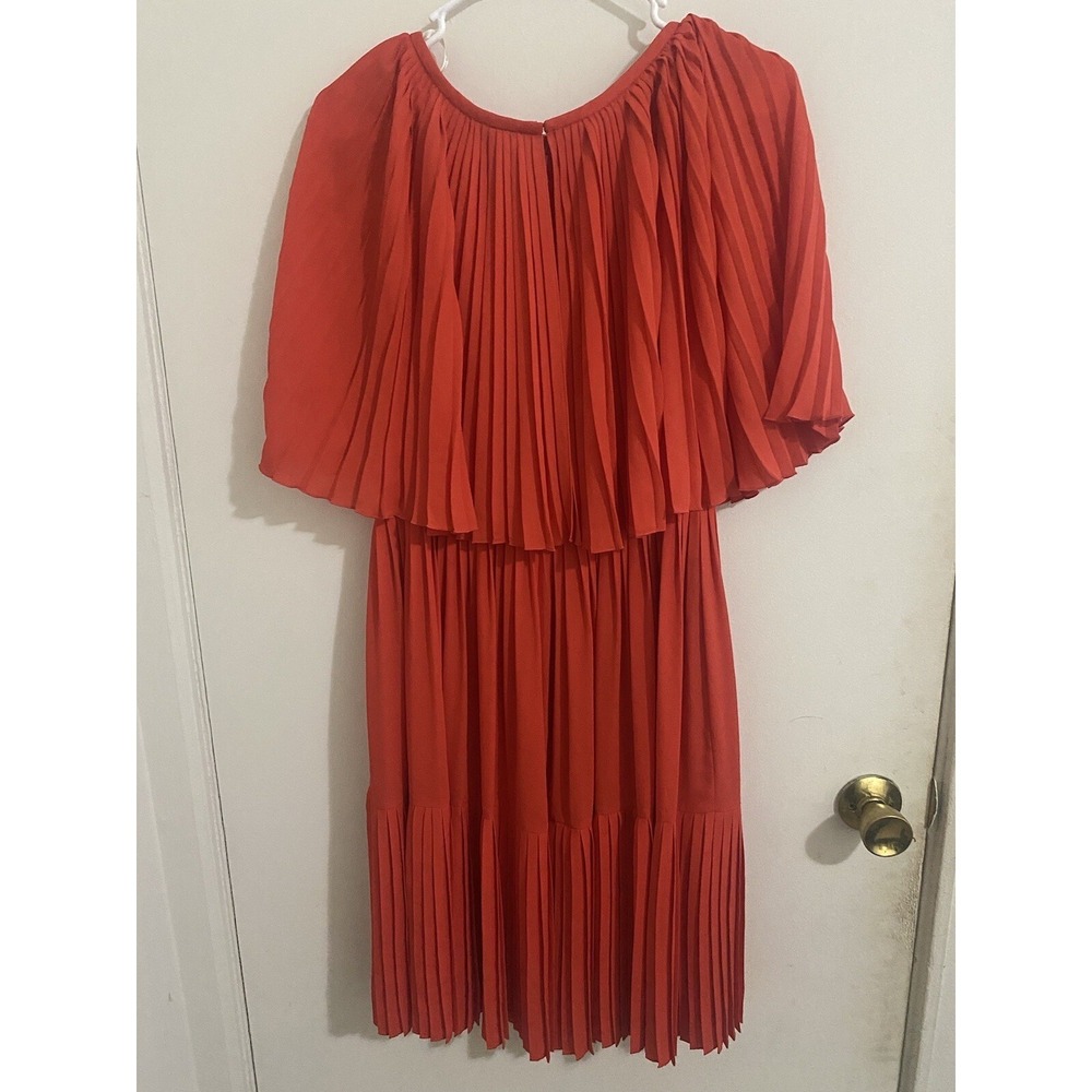 Kate Spade Persimmon Pleated Cape Dress Orange Red NJMU6852 Size 4 NWT